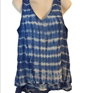 AGB womenswear sleeveless front and back V-neck double hem tie dye lined Size M‎